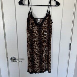 Vintage Y2K Leopard Slip Dress | Size 8-10 AUS